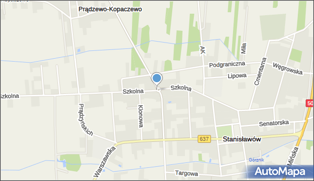 Stanisławów powiat miński, Szkolna, mapa Stanisławów powiat miński