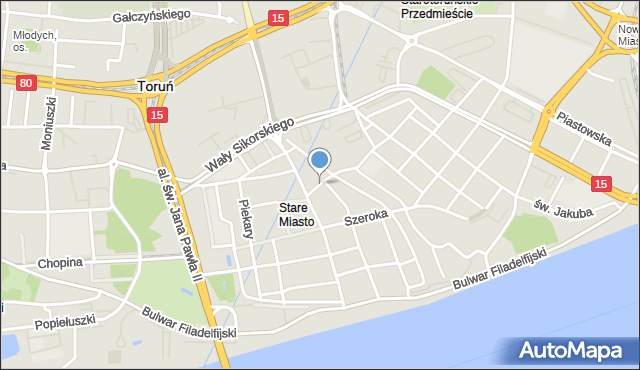 Toruń, Szewska, mapa Torunia