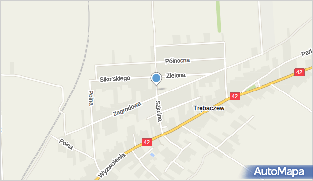 Trębaczew gmina Działoszyn, Szkolna, mapa Trębaczew gmina Działoszyn