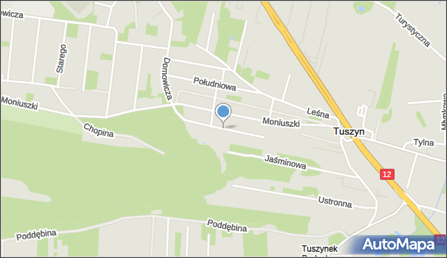 Tuszyn powiat łódzki wschodni, Szymanowskiego, mapa Tuszyn powiat łódzki wschodni