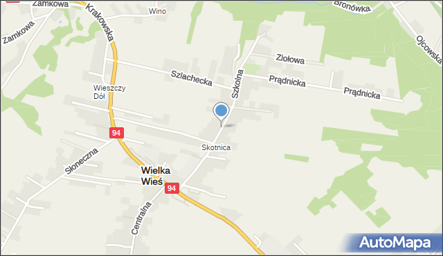 Wielka Wieś powiat krakowski, Szkolna, mapa Wielka Wieś powiat krakowski