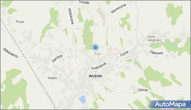 Woźniki gmina Tomice, Szkolna, mapa Woźniki gmina Tomice