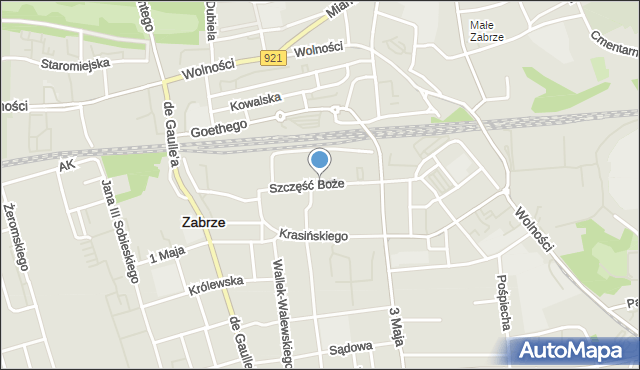 Zabrze, Szczęść Boże, mapa Zabrza