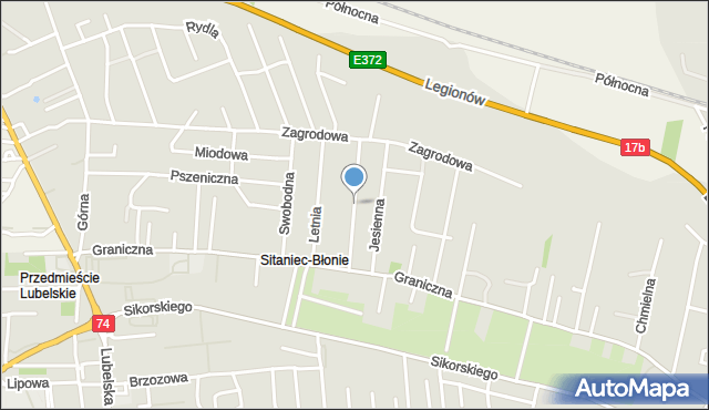 Zamość, Szklarniowa, mapa Zamościa