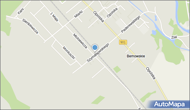 Zawadzkie, Szymanowskiego, mapa Zawadzkie