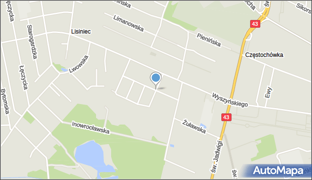 Częstochowa, Tarnobrzeska, mapa Częstochowy