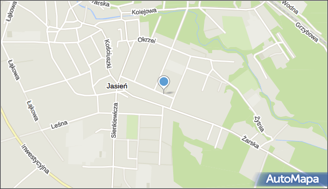 Jasień powiat żarski, Tartaczna, mapa Jasień powiat żarski