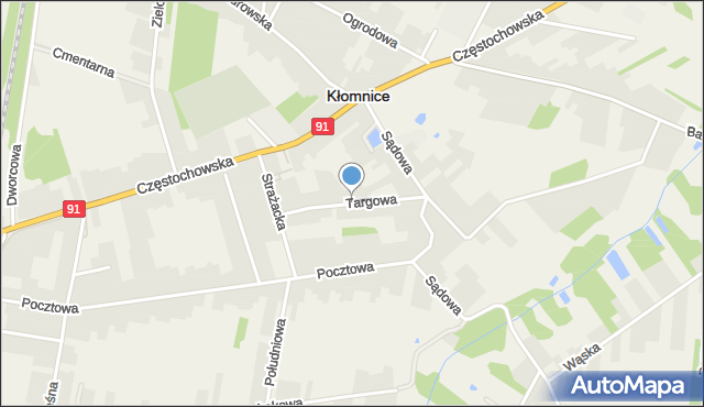 Kłomnice, Targowa, mapa Kłomnice