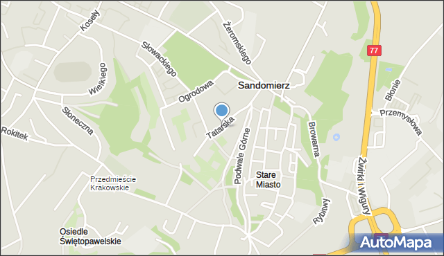 Sandomierz, Tatarska, mapa Sandomierza