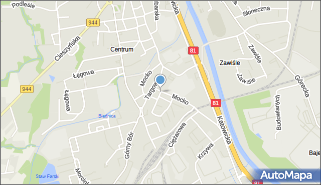 Skoczów powiat cieszyński, Targowa, mapa Skoczów powiat cieszyński