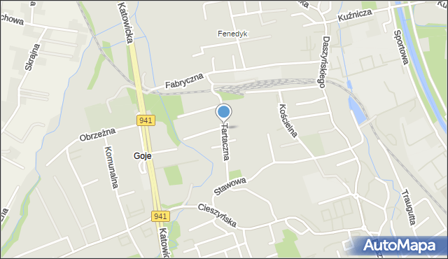 Ustroń powiat cieszyński, Tartaczna, mapa Ustroń powiat cieszyński