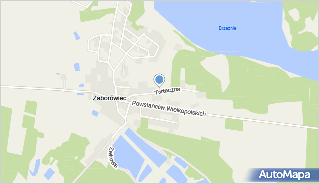 Zaborówiec, Tartaczna, mapa Zaborówiec