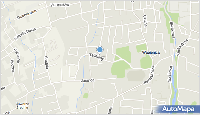 Bielsko-Biała, Telimeny, mapa Bielsko-Białej
