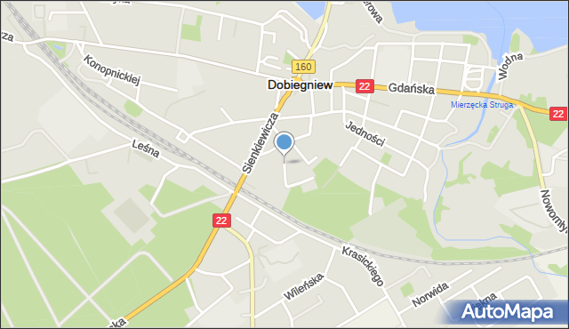 Dobiegniew powiat strzelecko-drezdenecki, Teatralna, mapa Dobiegniew powiat strzelecko-drezdenecki