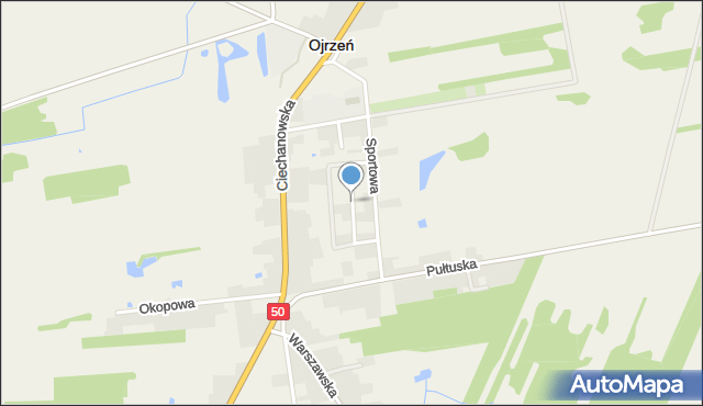 Ojrzeń powiat ciechanowski, Tęczowa, mapa Ojrzeń powiat ciechanowski