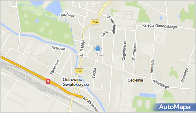 Ostrowiec Świętokrzyski, Teatralna, mapa Ostrowiec Świętokrzyski