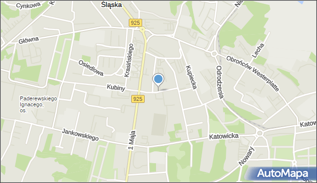 Ruda Śląska, Teatralna, mapa Rudy Śląskiej
