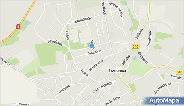 Trzebnica, Teatralna, mapa Trzebnica