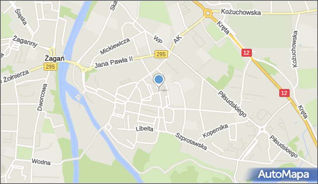 Żagań, Teatralna, mapa Żagań