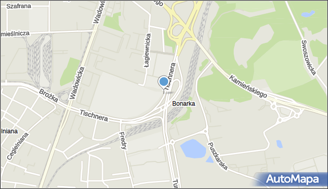 Kraków, Tischnera Józefa, ks. prof., mapa Krakowa