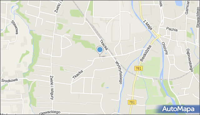 Andrychów, Tkacka, mapa Andrychów