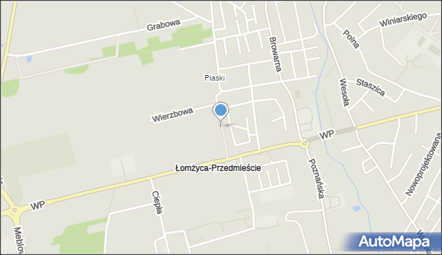 Łomża, Tkacka, mapa Łomży