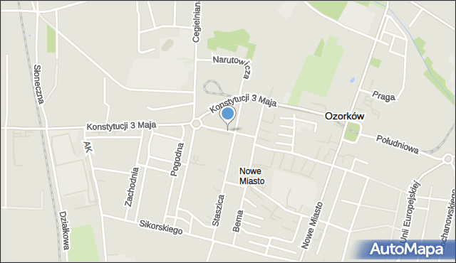 Ozorków, Tkacka, mapa Ozorków