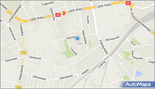 Radom, Tkacka, mapa Radomia