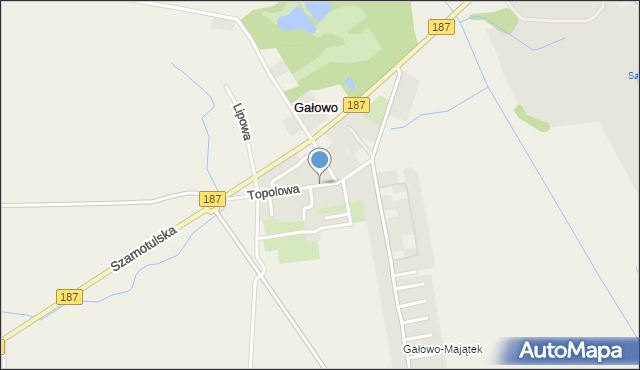Gałowo gmina Szamotuły, Topolowa, mapa Gałowo gmina Szamotuły