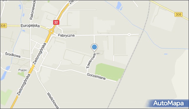 Grodzisk Wielkopolski, Towarowa, mapa Grodzisk Wielkopolski