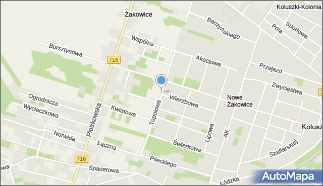 Koluszki, Topolowa, mapa Koluszki