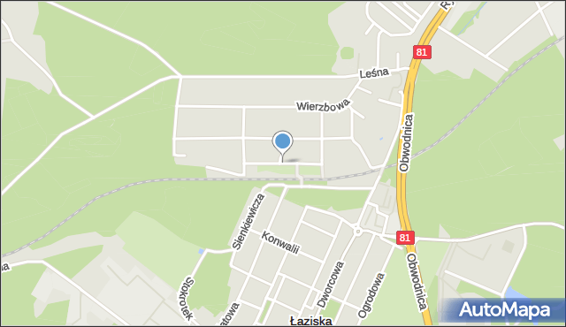 Łaziska Górne, Topolowa, mapa Łaziska Górne