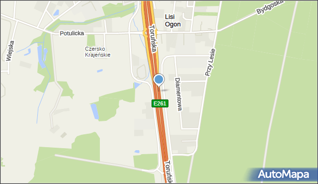 Lisi Ogon gmina Białe Błota, Toruńska, mapa Lisi Ogon gmina Białe Błota