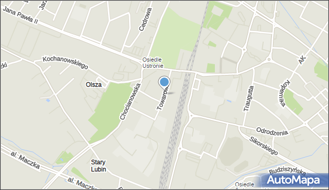 Lubin, Towarowa, mapa Lubin