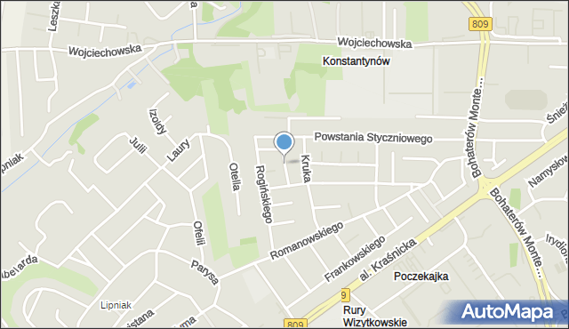 Lublin, Toczyskiego Józefa, mapa Lublina