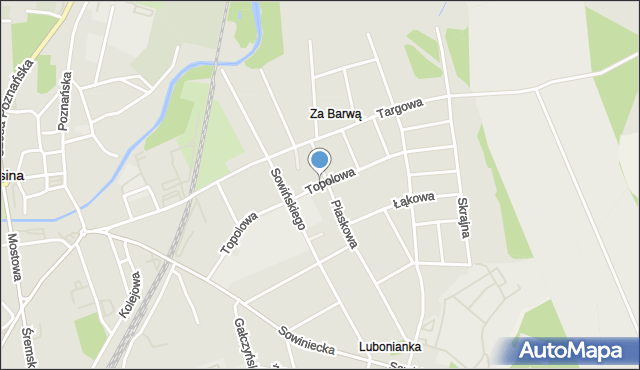 Mosina powiat poznański, Topolowa, mapa Mosina powiat poznański