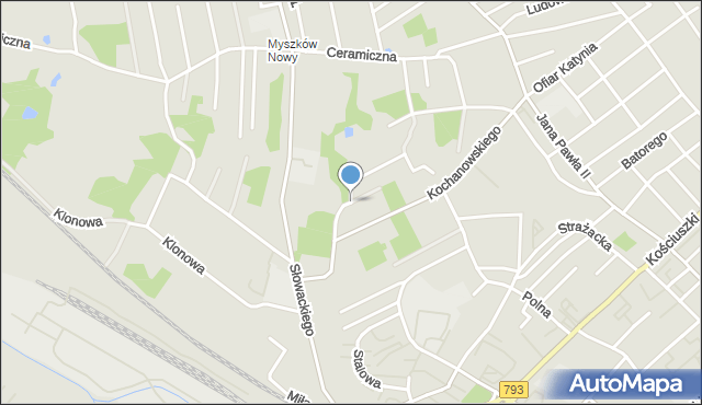 Myszków, Topolowa, mapa Myszków