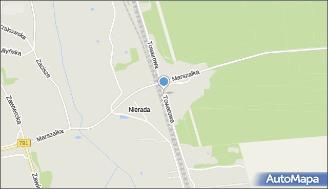 Myszków, Towarowa, mapa Myszków