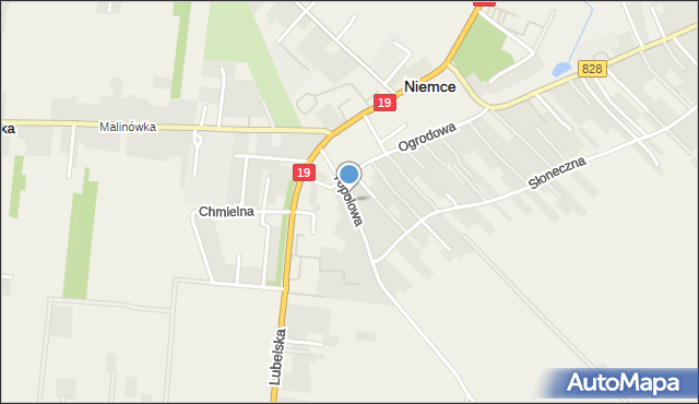 Niemce, Topolowa, mapa Niemce