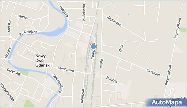 Nowy Dwór Gdański, Towarowa, mapa Nowy Dwór Gdański