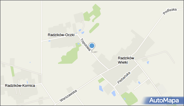 Radzików Wielki, Topolowa, mapa Radzików Wielki