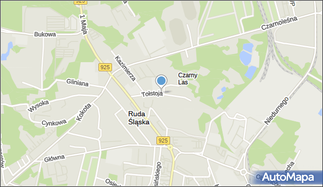 Ruda Śląska, Tołstoja Lwa, mapa Rudy Śląskiej