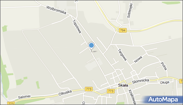 Skała powiat krakowski, Topolowa, mapa Skała powiat krakowski