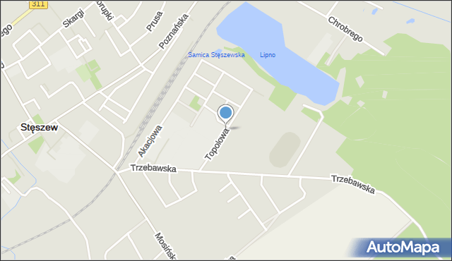 Stęszew, Topolowa, mapa Stęszew