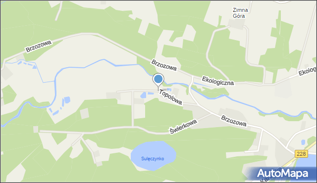 Sulęczyno, Topolowa, mapa Sulęczyno