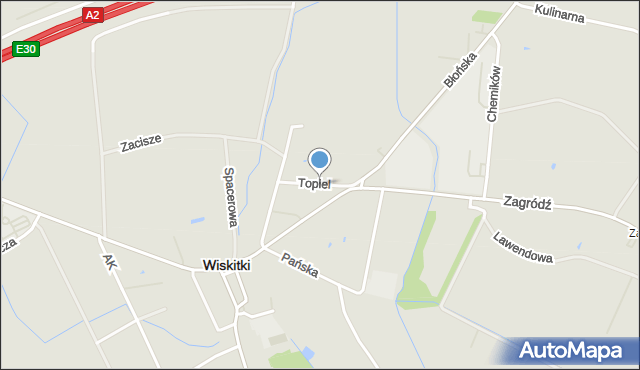 Wiskitki, Topiel, mapa Wiskitki