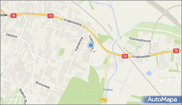 Zabierzów powiat krakowski, Topolowa, mapa Zabierzów powiat krakowski