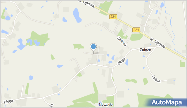 Załęże gmina Przodkowo, Topolowa, mapa Załęże gmina Przodkowo