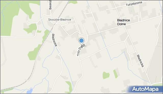 Bładnice Dolne, Trzy Dęby, mapa Bładnice Dolne