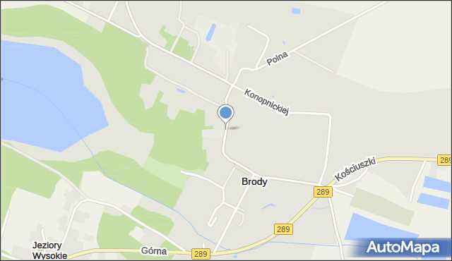 Brody powiat żarski, Traugutta Romualda, gen., mapa Brody powiat żarski